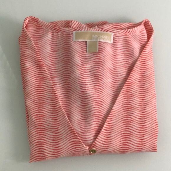 Michael Michael Kors V Neck front waist tie Blouse Size Large EUC - Picture 9 of 10